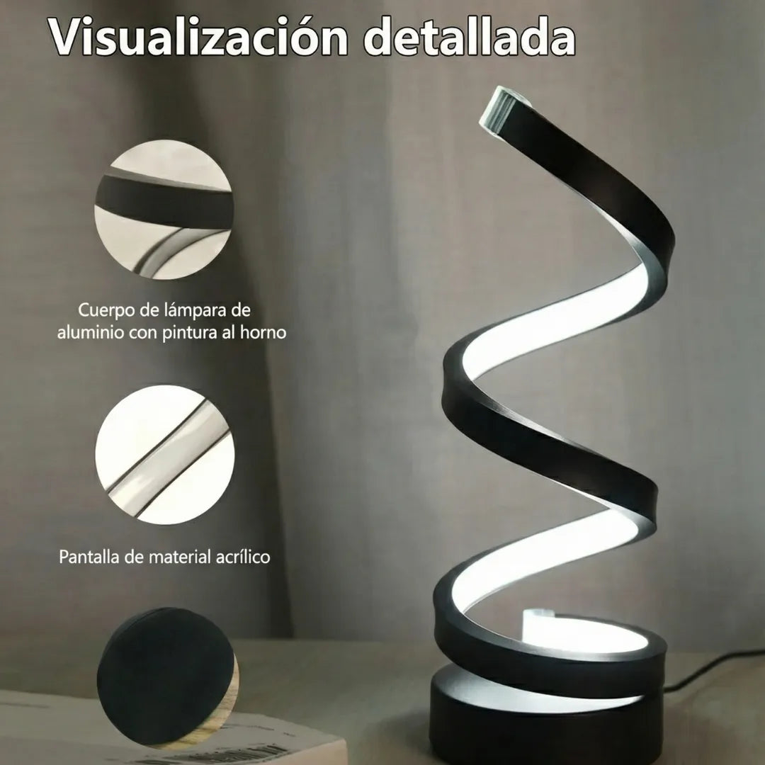 Lámpara de mesa en espiral