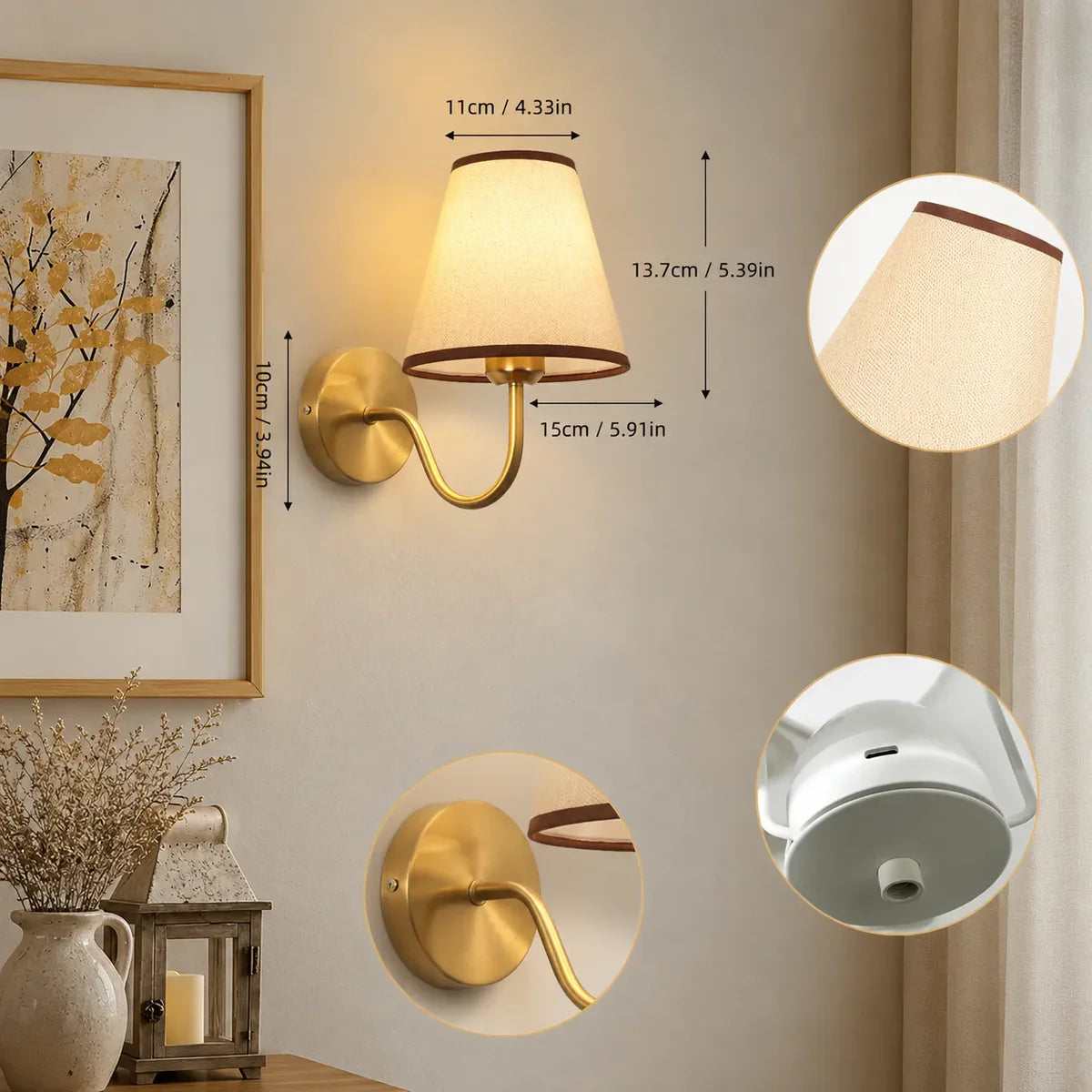 Wireless Wall Lights Curved (Set of 2) by Vellor