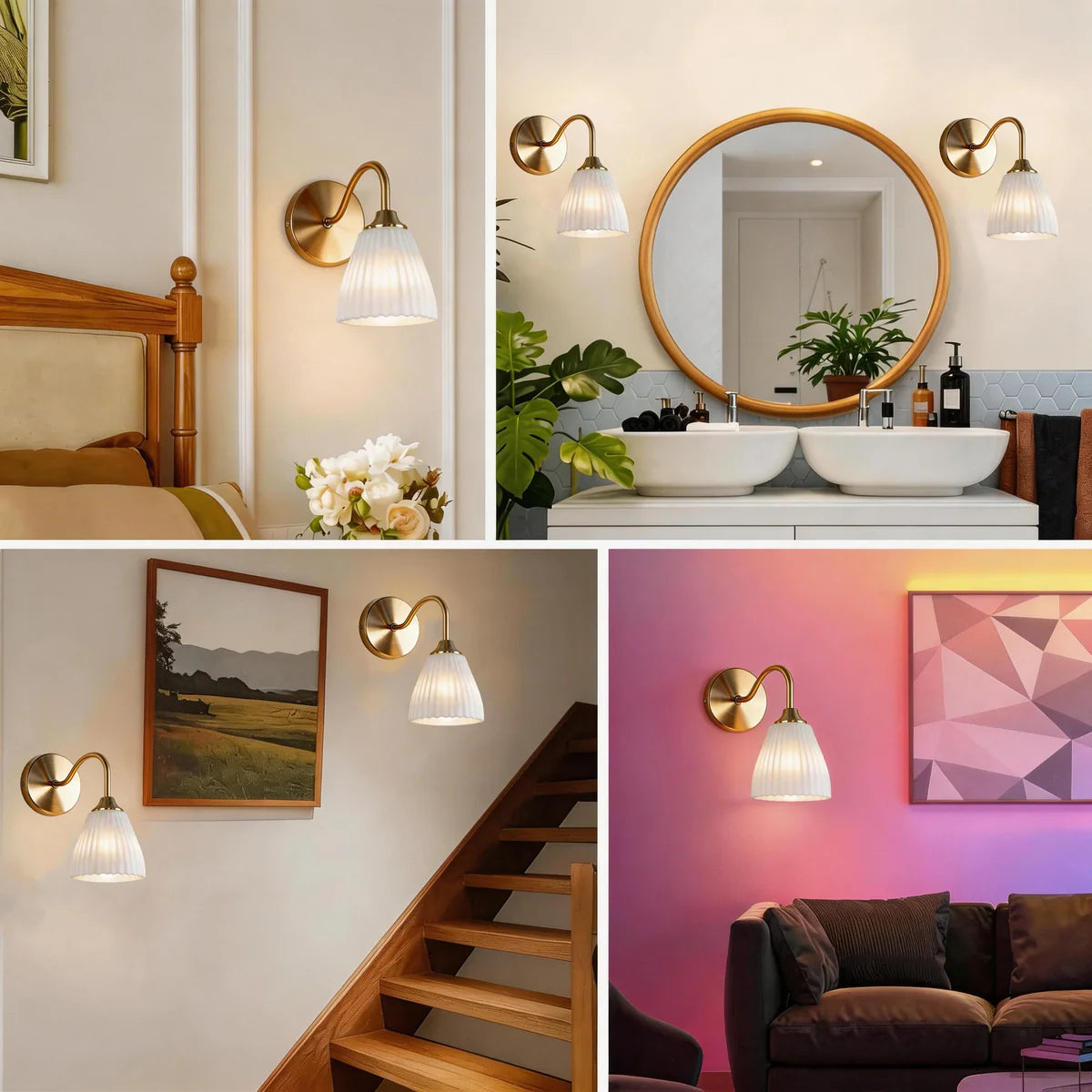 Wireless Wall Lights Fluted (Set of 2) by Vellor