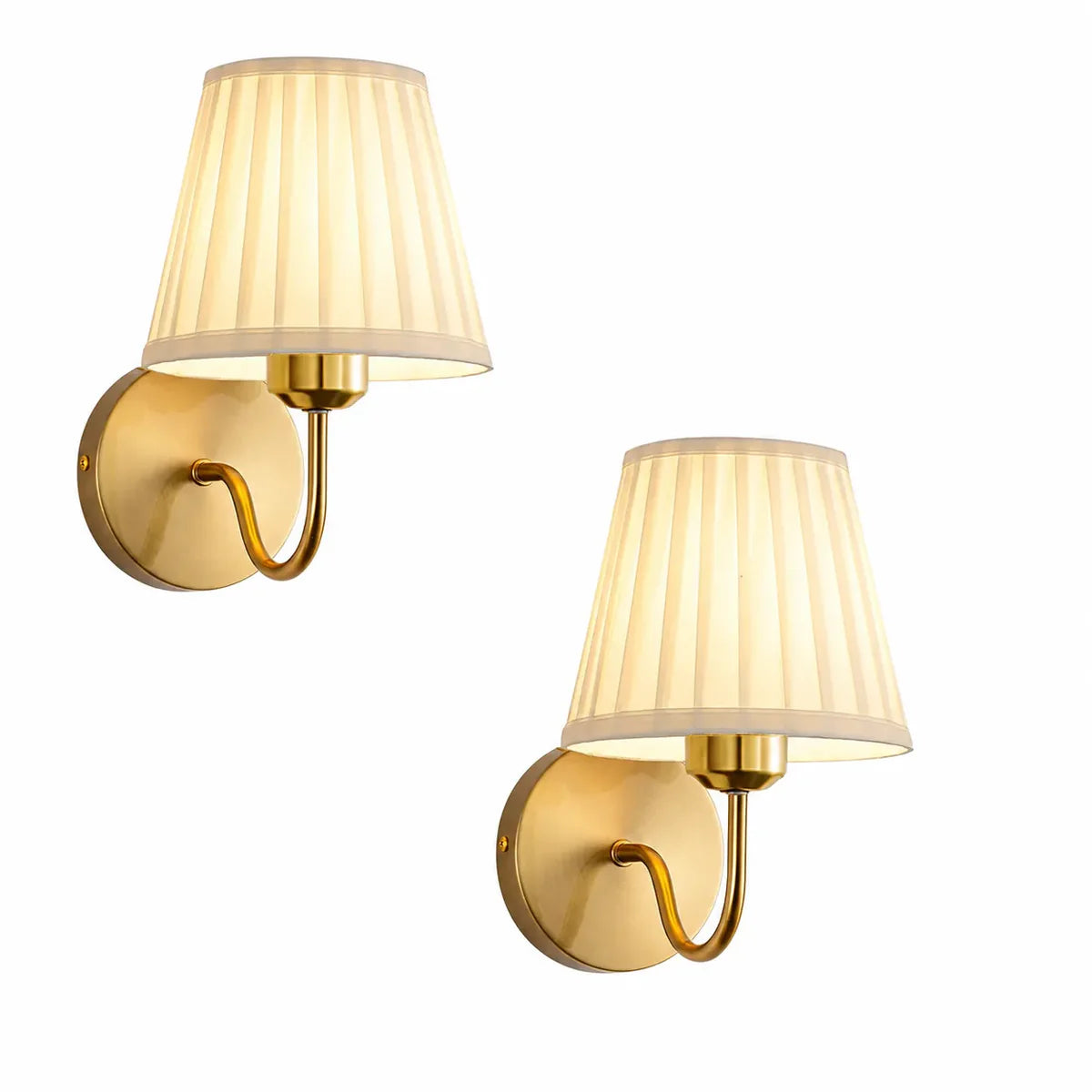 Wireless Wall Lights Pleated Curved (Set of 2) by Vellor