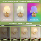 Wireless Wall Lights Pleated Curved (Set of 2) by Vellor