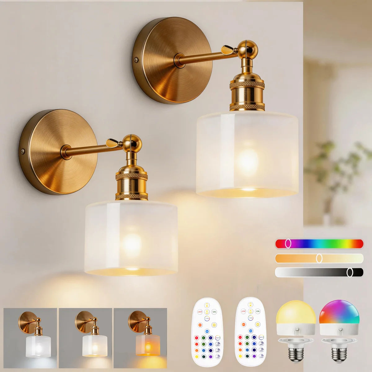 Wireless Wall Lights Vintage (Set of 2) by Vellor